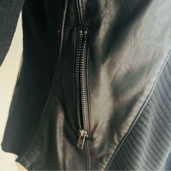 Blank NYC Drape Front Open Waterfall Faux Leather Wrap Moto Jacket, Black, Small - Picture 11 of 14